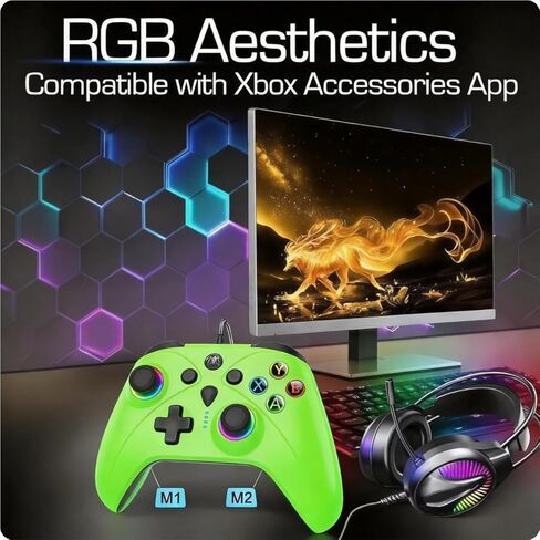 وحدة تحكم الألعاب السلكية UGAME متوافقة مع أجهزة الكمبيوتر الشخصية، وXbox، وPS4، وSwitch- معدل اقتراع 1000 هرتز، وعصا تحكم RGB، ومجاديف خلفية قابلة للبرمجة وتوربو in Kuwait