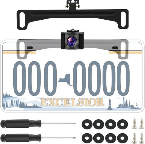 2Pcs Universal Rear View Camera License Plate Bracket, Rustproof Backup Camera License Plate Mount, No-Drill Car Rear View Cam-era Bracket Adjustment Cam Mount in Kuwait