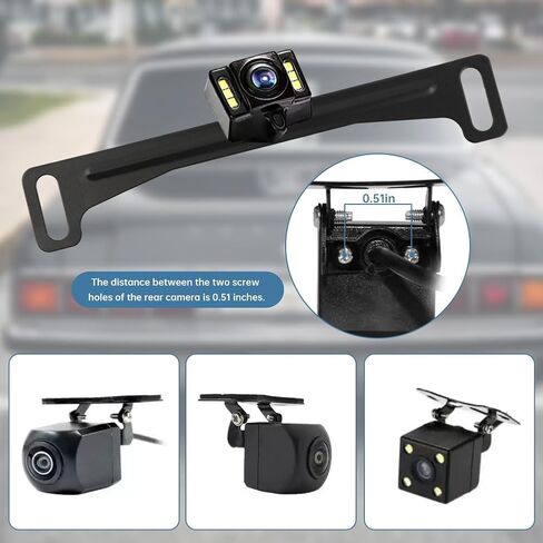 2Pcs Universal Rear View Camera License Plate Bracket, Rustproof Backup Camera License Plate Mount, No-Drill Car Rear View Cam-era Bracket Adjustment Cam Mount in Kuwait