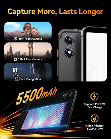 تابلت 8.4 بوصة Android 16 مع Gemini AI، Unisoc T7300 ثماني النواة 24(8+16) جيجابايت ذاكرة الوصول العشوائي 128 جيجابايت ROM 2 تيرابايت TF، FHD 90 هرتز محمول BPad T1، كاميرا 13 ميجابكسل 4G LTE وWi-Fi 6 & BT5.4 & GPS 5500 مللي أمبير مع حافظة واقية in Kuwait