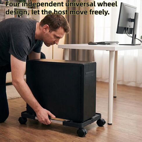 Desktop Computer Tower Rolling Holder, Mobile CPU Stand with 4 Caster Wheel & Adjustable Width Fits Most Desktop Towers - Desktop CPU Holder Cart Riser in Kuwait