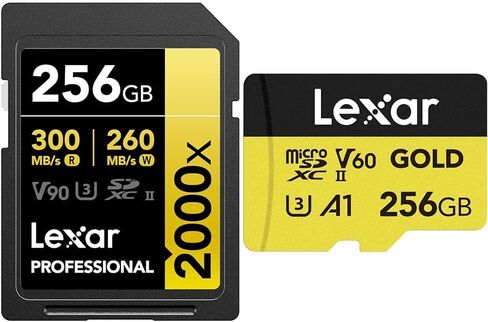 مجموعة بطاقات الذاكرة Lexar سعة 256 جيجابايت SDXC UHS-II بسرعة 300 ميجابايت/ثانية و256 جيجابايت MicroSD UHS-II بسرعة 280 ميجابايت/ثانية in Kuwait