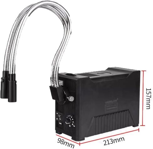 Fiber Optic Microscope Illuminator, 150W Halogen Cold Light Source, Dual Gooseneck Adjustable Aperture, Wavelength 570-900 NM, for Lab Research Scientific Experiments in Kuwait