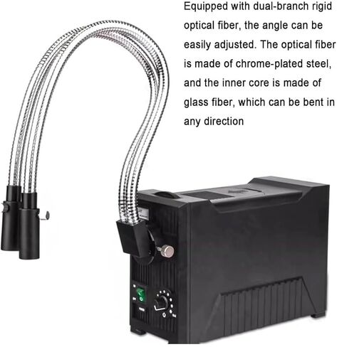 Fiber Optic Microscope Illuminator, 150W Halogen Cold Light Source, Dual Gooseneck Adjustable Aperture, Wavelength 570-900 NM, for Lab Research Scientific Experiments in Kuwait