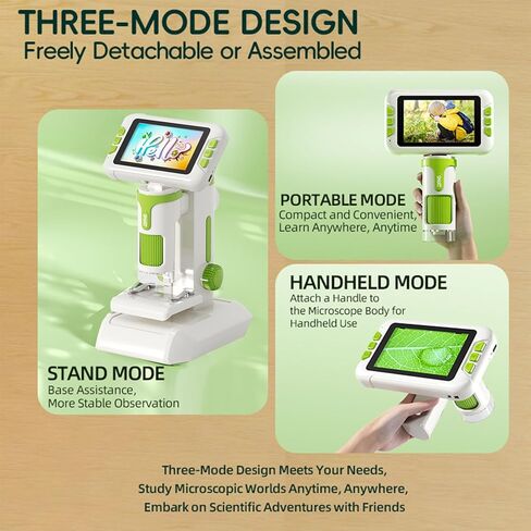 Kids Microscope 1600X Digital Microscope with 4 Inch 1080P Screen Handheld Educational Science Kit for Children in Kuwait