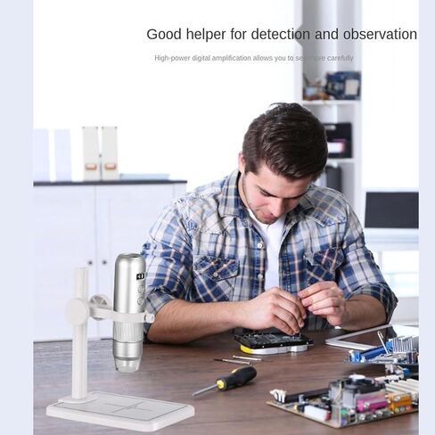 مجهر رقمي لاسلكي من Diydeg، 8 LED 1080P HD USB مجهر كاميرا واي فاي محمولة مع 8 مصابيح LED وحامل للهاتف اللوحي والكمبيوتر الشخصي in Kuwait
