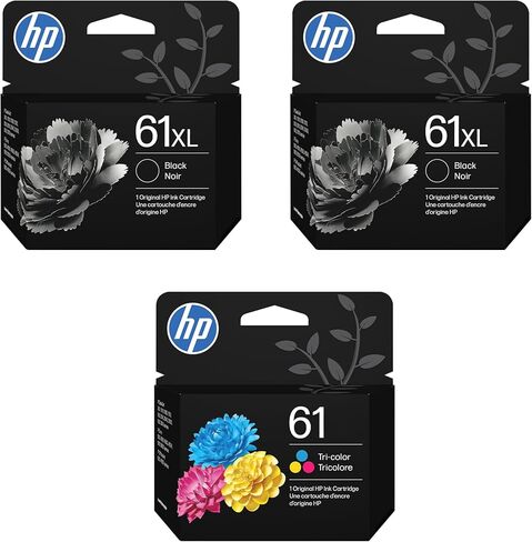 HP 61 Tri-Color (1-Pack)/61XL Black Ink Cartridges (2-Pack) | Works DeskJet 1000, 2000, 3000, Envy 4500, 5500, OfficeJet 2620, 4630 Series | C0PA6AN in Kuwait