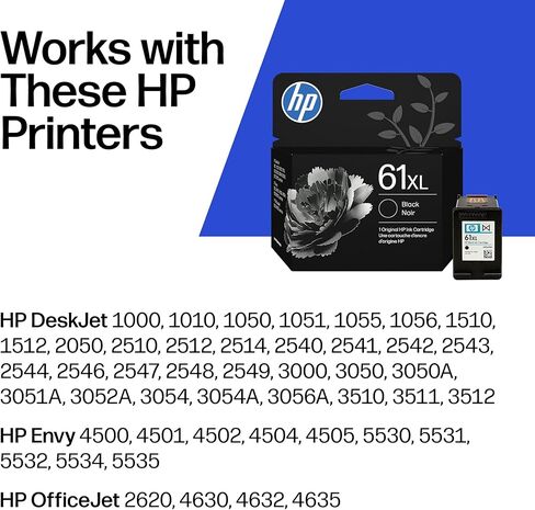 HP 61 Tri-Color (1-Pack)/61XL Black Ink Cartridges (2-Pack) | Works DeskJet 1000, 2000, 3000, Envy 4500, 5500, OfficeJet 2620, 4630 Series | C0PA6AN in Kuwait