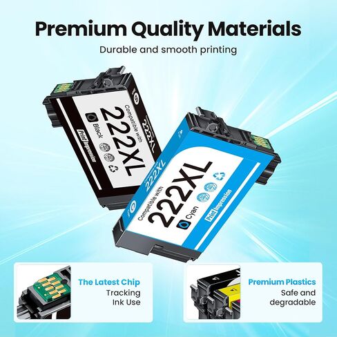 لخراطيش الحبر 222XL لطابعة Epson 5 عبوات مُعاد تصنيعها لخراطيش الحبر Epson 222XL حزمة كومبو لحبر Epson 222 Workforce WF-2960 Expression XP-5200 in Kuwait