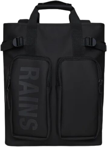 RAINS Unisex Black Backpack with Pockets, Black, Taglia unica in Saudi Arabia