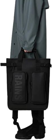 RAINS Unisex Black Backpack with Pockets, Black, Taglia unica in Saudi Arabia