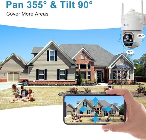 Unilook 2K Solar Wireless Security Camera Outdoor, 3MP Solar Security Cameras Wireless Outdoor Wi-Fi, 360° PTZ Solar Powered Wireless Camera, with Solar Panel & Smart AI & 2-Way Talk, Cloud/SD Storage in Kuwait