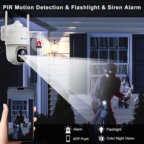 Unilook 2K Solar Wireless Security Camera Outdoor, 3MP Solar Security Cameras Wireless Outdoor Wi-Fi, 360° PTZ Solar Powered Wireless Camera, with Solar Panel & Smart AI & 2-Way Talk, Cloud/SD Storage in Kuwait