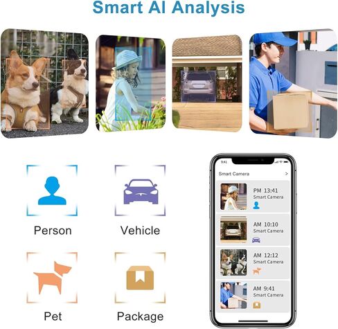 Unilook 2K Solar Wireless Security Camera Outdoor, 3MP Solar Security Cameras Wireless Outdoor Wi-Fi, 360° PTZ Solar Powered Wireless Camera, with Solar Panel & Smart AI & 2-Way Talk, Cloud/SD Storage in Kuwait
