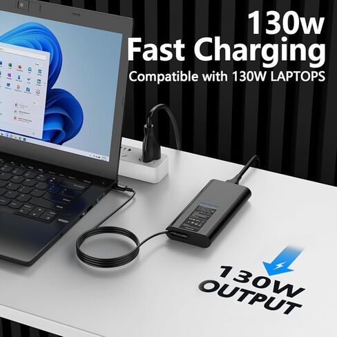 130W 100W USB C Fast Charger Compatible with Dell Pro Max 16/14 Premium, Pro Max 16/14, 16 Premium MC16255 MA14250 MA16250 MC16250 MC14250 MC14255 DA16250 Type-C Laptop Power Supply in Kuwait