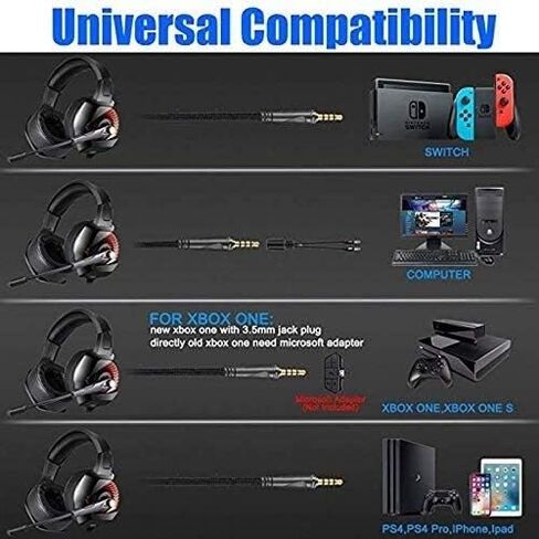 سماعة ألعاب ستيريو مع ضوء RGB LED للكمبيوتر الشخصي لجهاز PS4 Gamer Xbox One (اللون: أحمر) (RGB) in Kuwait