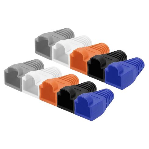 MECCANIXITY 100 Pack Cable Connector Boot Cover, Cat6A Cat7/7A Ethernet Network Cable Strain Boot, 8mm Hole Diameter(Black White Red Yellow Dark Gray) in Kuwait