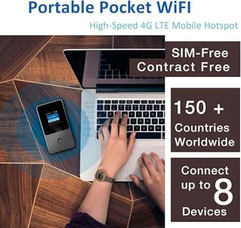 Portable WiFi Hotspot for Travel & Business, 4G LTE Mobile Hotspot WiFi USA &130+ Countries, No SIM Card Needed, 12h Life, Pocket WiFi【Free 15GB US Data for 30 Days】 in Kuwait