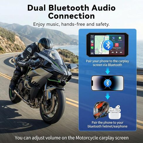 شاشة SIXTOP CarPlay للدراجات النارية مع كاميرا HD 1080P مزدوجة داش كام لاسلكية Apple CarPlay & Android Auto TPMS Pantalla para Moto 5 بوصة IP67 شاشة لمس مقاومة للماء، بلوتوث، ملاحة GPS، التحكم الصوتي in Kuwait