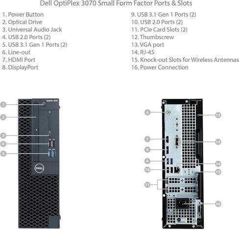 Dell OptiPlex 3070 SFF Small Form Factor Desktop - 9th Gen Intel Core i7-9700 8-Core CPU up to 4.70GHz, 16GB DDR4 Memory, 512GB SSD, Intel UHD Graphics 630, DVD Burner, Windows 11 Pro (Renewed) in Kuwait
