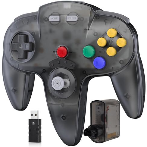 وحدة تحكم SAFFUN Wireless N64 مصنوعة للتبديل 1 و2، وحدة تحكم N64، أجهزة استقبال لاسلكية 2.4 جيجا هرتز متوافقة مع Switch Online، Windows PC، macOS (اهتزاز مدمج) (قابلة لإعادة الشحن) (التوصيل والتشغيل) in Kuwait