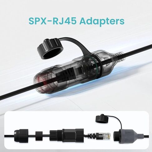 محول إيثرنت مستطيل SPX إلى RJ45، كابل نحاس IP68 22AWG مقاوم للماء مع محول RJ45 أنثى، للأقمار الصناعية المستطيلة عالية الأداء in Kuwait