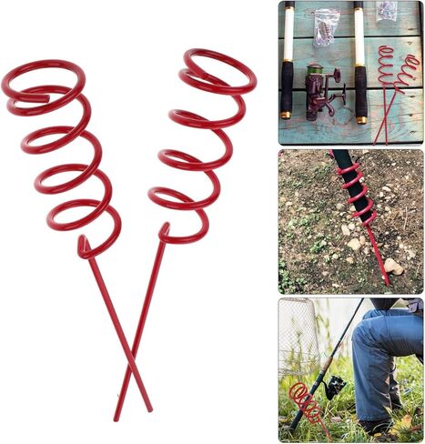 HANABASS 2Pcs Heavy Duty Spiral Fishing Rod Holder for Bank Fishing Insert Ground Rest Stand Durable Metal Support Stand for Various Scenarios Easy Setup and Portability in Kuwait