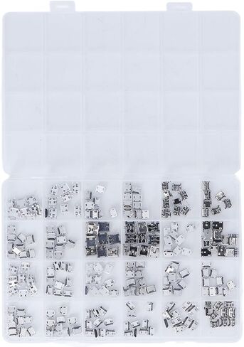 Aramox 240Pcs Micro USB Socket Stainless Steel Jack Connector Repair Adapter Set, HighSpeed Connection, Versatile Use for Computers and Keyboards in Kuwait