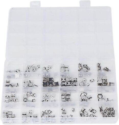 Aramox 240Pcs Micro USB Socket Stainless Steel Jack Connector Repair Adapter Set, HighSpeed Connection, Versatile Use for Computers and Keyboards in Kuwait