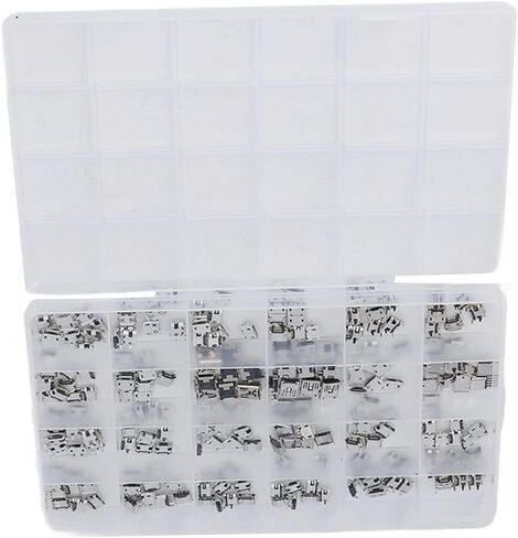 Aramox 240Pcs Micro USB Socket Stainless Steel Jack Connector Repair Adapter Set, HighSpeed Connection, Versatile Use for Computers and Keyboards in Kuwait