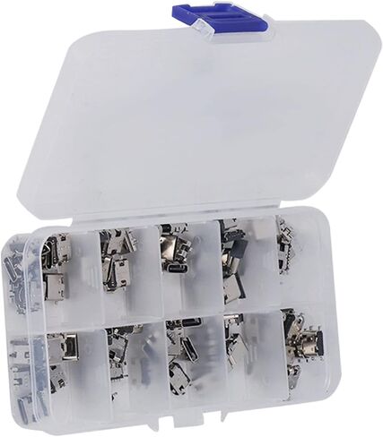 Sanpyl 100 قطعة من النوع C USB أنثى التوصيل مجموعة ارتداء لأجهزة الكمبيوتر ولوحات المفاتيح والشواحن والفولاذ المقاوم للصدأ الفضة 1 in Kuwait