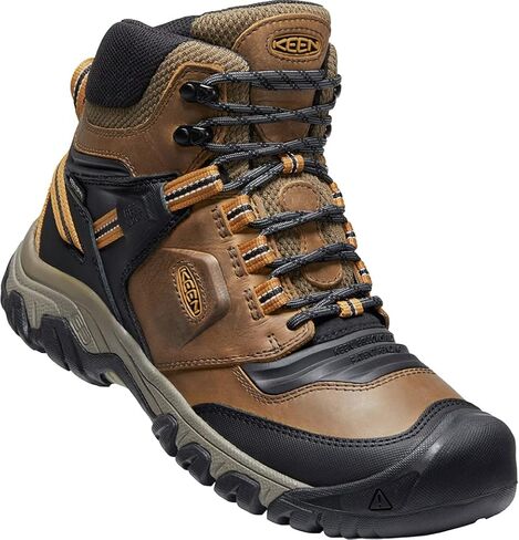 KEEN Men's Ridge Flex Mid Height Waterproof Hiking Boots, Bison/Golden Brown, 11 Wide in Saudi Arabia