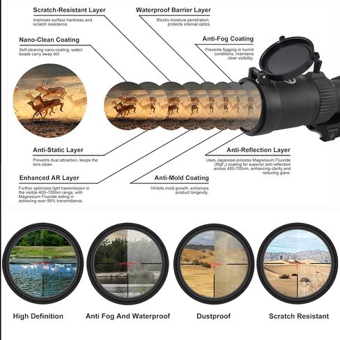 Tech Hunters LPVO SFP 1-6X28 MM 26 24 Second Focal Plane Riflescopes with Illuminated Reticle Waterproof Fog-Proof Rugged Tactical Hunting Scope in Kuwait