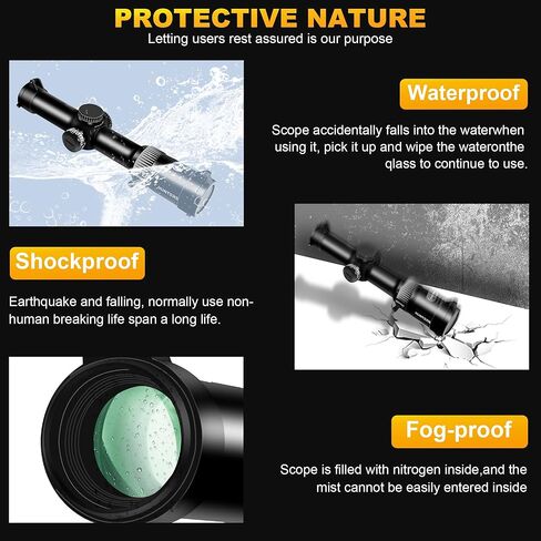 Tech Hunters LPVO SFP 1-6X28 MM 26 24 Second Focal Plane Riflescopes with Illuminated Reticle Waterproof Fog-Proof Rugged Tactical Hunting Scope in Kuwait