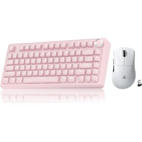 SOLAKAKA A75 and SM805, Wireless Keyboard and Mouse Combo for PC (A75 Crystal-Pink & SM805 White) in Kuwait
