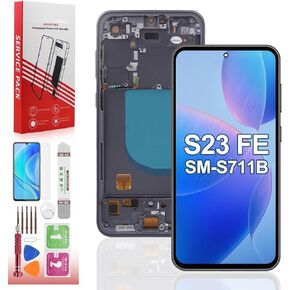 شاشة OLED لهاتف Samsung Galaxy S23 FE 5G بديلة لشاشة Galaxy S23 FE SM-S711U S711B S711N LCD مجموعة محول رقمي لشاشة تعمل باللمس مع مجموعات أدوات (إطار أسود) in Kuwait