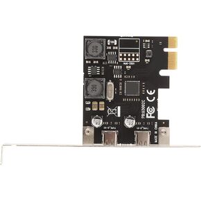 Zunate PCIe to USB C Expansion Card, 2-Port 5Gbps Super Speed, Independent Fuse & Capacitor Protection, Compatible with /7/8/10, Fits PCIe X1/x4/x8/x16 Slots in Kuwait