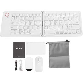 Yunseity Foldable Bluetooth Keyboard and Mouse Combo, 67 Keys Portable Wireless Keyboard with Phone Stand, Silent Scissor Switch Keys, for iOS Devices (Black) in Kuwait