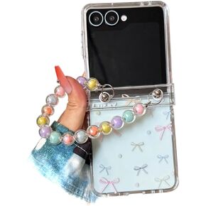 حافظة بحزام للفتيات لهاتف سامسونج جالاكسي Z Flip 7 بتصميم لطيف، غطاء معصم Kawaii مع واقي مفصلي، حافظة جميلة مضادة للصدمات لهاتف Z Flip 7، نجمة ملونة in Kuwait