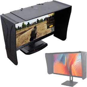16-27inch Display Monitor Hood Sunshade, Foldable Anti-Glare Monitor Hood, Top USB Slot/3 Sided Surround Design, for Computers with A Width of 16-27inch, Convenient to Carry, for Office, Play Games in Kuwait