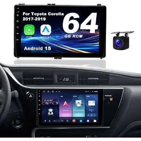 Android 15 Car Radio for Toyota Corolla 2017-2019: 10.1'' 4GB+64GB Car Stereo Upgrade Wireless CarPlay & Android Auto with WiFi 6, Bluetooth, GPS, FM/RDS, EQ, SWC, 1080P Backup Camera in Kuwait