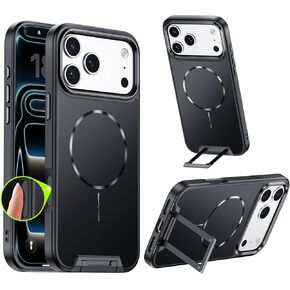 حامل مغناطيسي وسلس لهاتف iPhone 17 Pro Max، مقبض تلسكوبي، مسند غير مرئي قابل للتعديل وحامل حلقي، مناسب لـ MagSafe، التحكم في الكاميرا، حافظة هاتف ممتازة غير لامعة لهاتف 17 Pro Max (برتقالي) in Kuwait