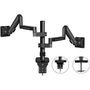 Monitor Mount Dual Monitor Mount for Max 32" 4.4-19.8 Pound Screens, Fully Adjustable Dual Monitor Arm Desk Mount with Tilt, Pan, Rotate, VESA 75/1, Black in Kuwait