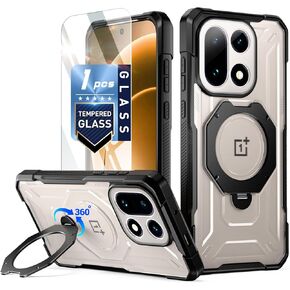 Poetic for OnePlus 15 Case, | Compatible with MagSafe | 360° Rotate Magnetic Ring Kickstand | Military Grade Drop Proof Protection Cover | Tempered Glass Screen Protector | Black/Clear in Kuwait