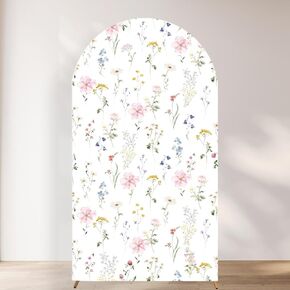 A Little Wildflower is on the Way Arch Backdrop Cover Pastel Pink Girl Baby Shower Party Floral in Bloom Fabric Arched Photo Booth Sign Spring Decorations 6ft in Saudi Arabia
