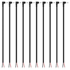 10-Pack 18AWG DC Power Pigtail Cable, 5.5mm x 2.5mm Right Angle DC Barrel Male Plug Jack Connector to Bare Wire Power Supply Adapter Repair Cord for CCTV Surveillance Security Camera LED Strip, 1FT in Kuwait