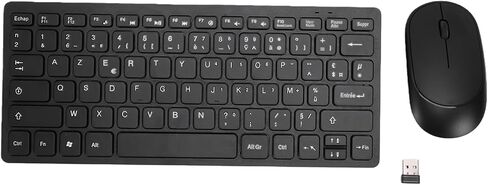 fosa French Keyboard, 2.4GHz Wireless Keyboard and Mouse Combo 78 Keys Slim Portable, with Ergonomic Tilted Angle and Anti Splashing Design in Kuwait
