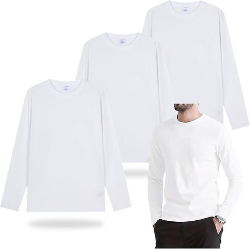 6 Pack Long Sleeve Polyester Adult Tshirts for Sublimation Heat Press White Blank Crew Neck in Saudi Arabia