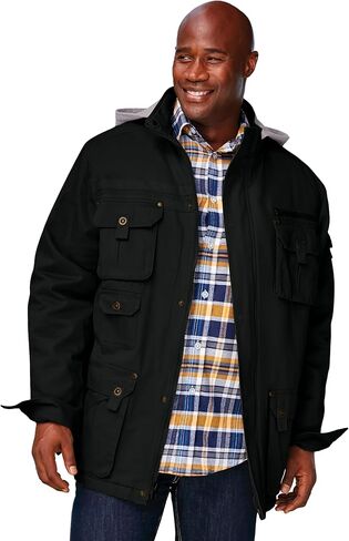 Boulder Creek by KingSize Men's Big & Tall 9 Pocket Twill Utility Jacket With Removable Hood in Saudi Arabia