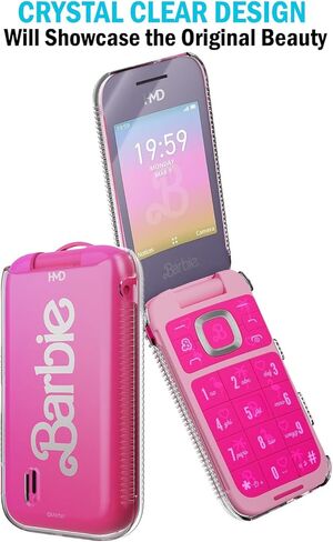 جراب Nakedcellphone الشفاف لهاتف HMD Barbie (إصدار الولايات المتحدة الأمريكية فقط)، غطاء نحيف شفاف بقشرة صلبة (حماية الشاشة، قبضة مزخرفة) in Kuwait